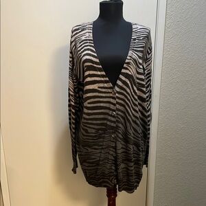 Faded Glory Long Zebra Print Cardigan Sweater